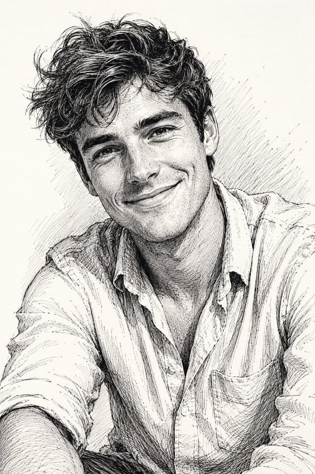 GPT Image Prompt - A candid portrait of a cute young man, captured in a highly