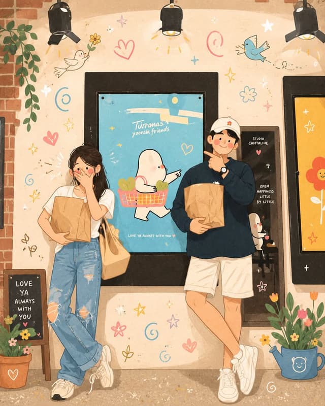 GPT Image Prompt - Whimsical Korean-inspired illustration, soft pastel color pa