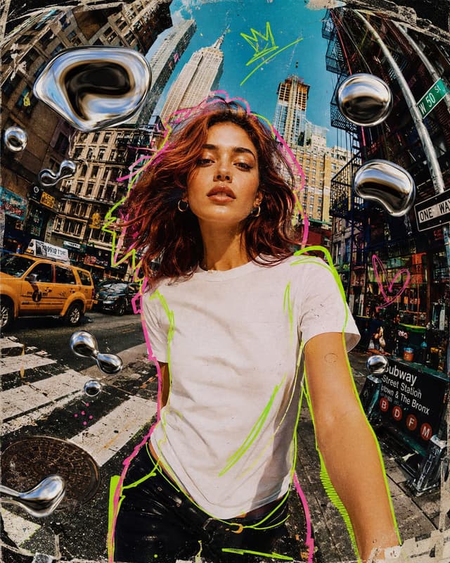 GPT Image Prompt - Mixed media collage animation style, a stylish young woman w