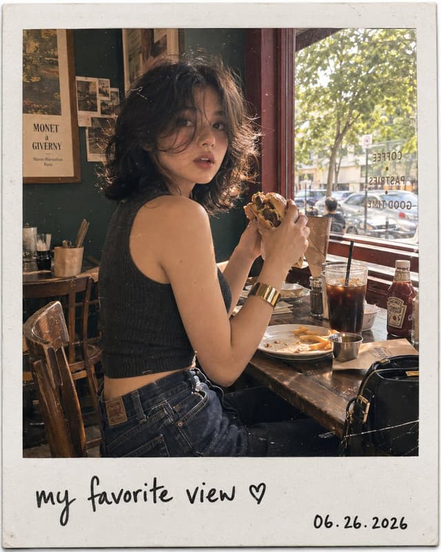 GPT Image Prompt - Aesthetic candid café snapshot presented as a realistic vint