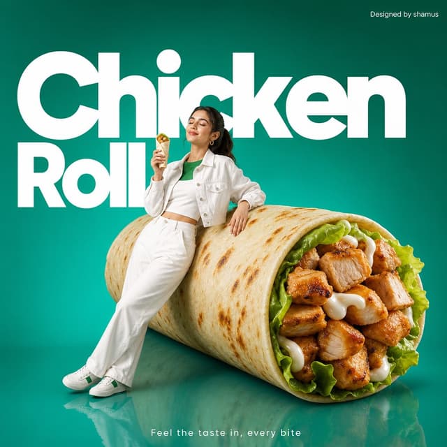 GPT Image Prompt - Minimalist commercial ad featuring oversized premium chicken