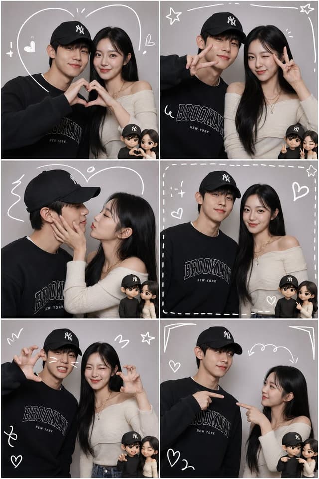 GPT Image Prompt - A realistic 2×3 photobooth collage featuring a cute young co