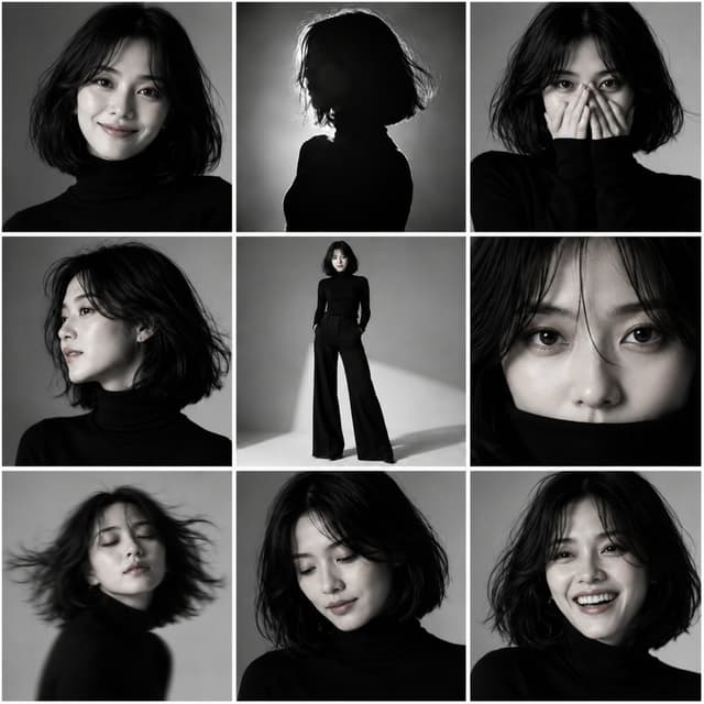 GPT Image Prompt - Create a 3×3 grid photo collage with high-contrast black-and
