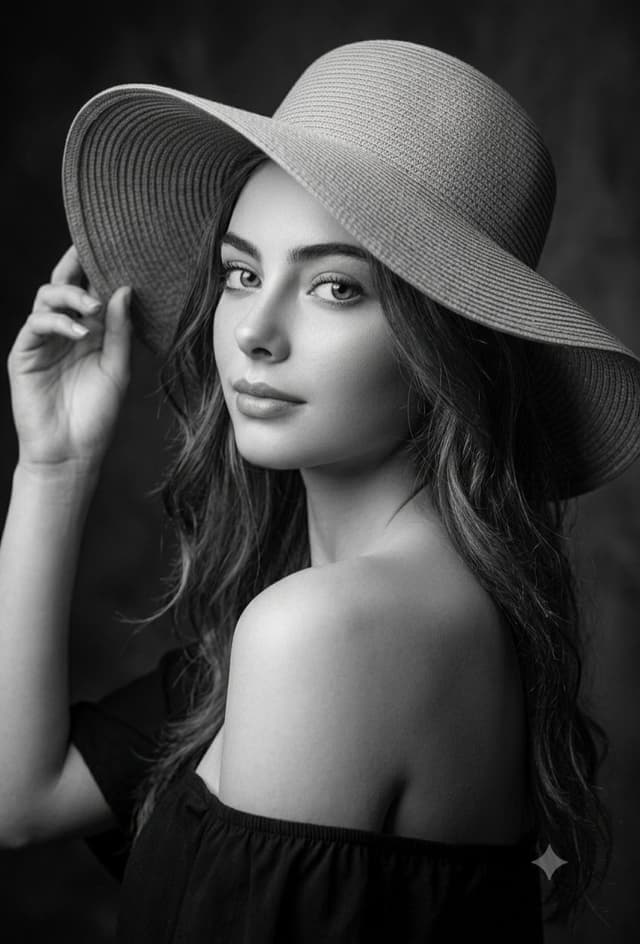 Nano Banana Prompt - A series of professional black-and-white studio portraits of