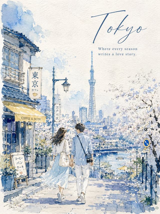 GPT Image Prompt - Create a 3:4 vertical watercolor urban sketch travel poster