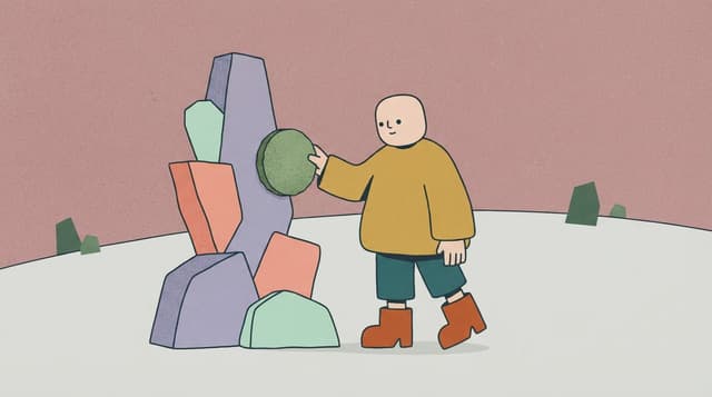 Nano Banana Prompt - a minimal flat animated scene of something neutral but inter
