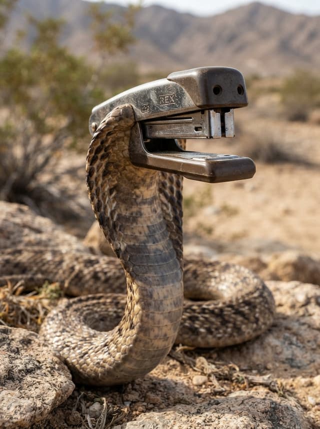 Nano Banana Prompt - a photo of an arabian cobra, but the head is replaced with a