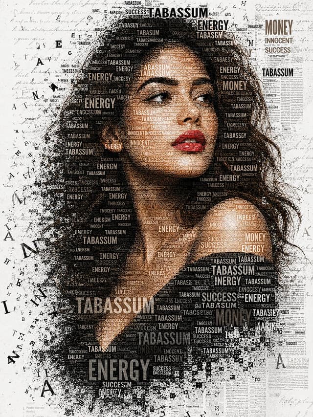 Midjourney Prompt - Prompt;-
A striking typographic portrait of a young woman wi
