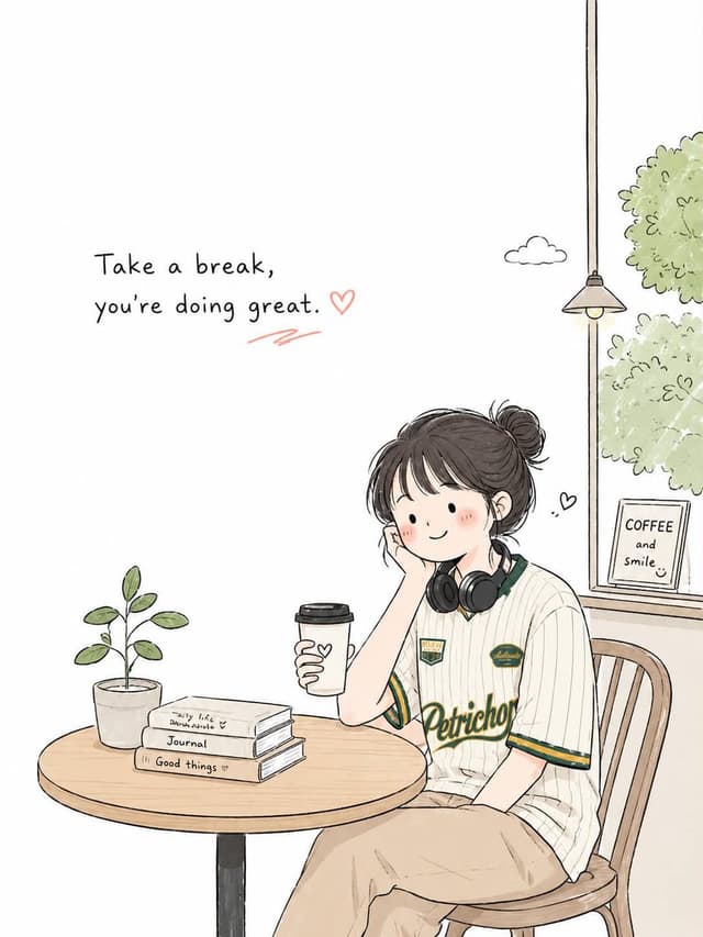 GPT Image Prompt - Create a simple and cute Korean doodled editorial illustrati