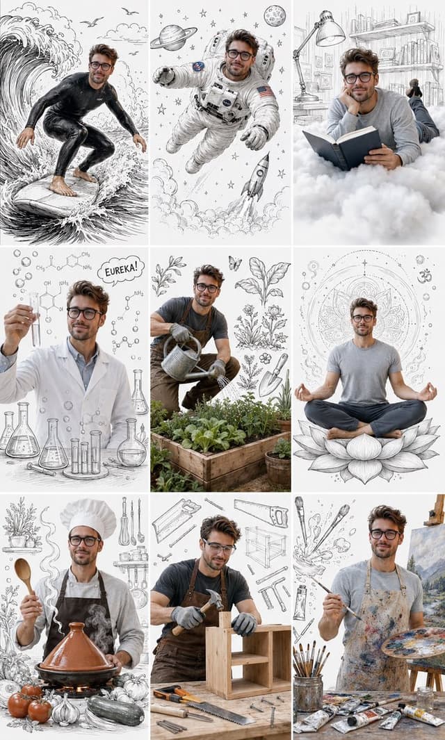 GPT Image Prompt - Create an ultra-realistic 3×3 editorial lifestyle collage fe