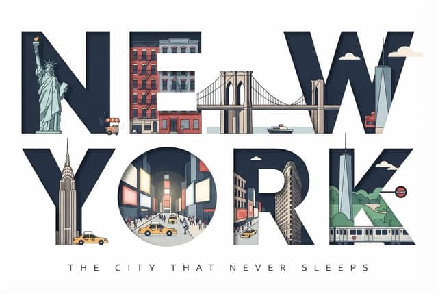 GPT Image Prompt - Clean, modern typographic travel poster in a 3:2 landscape f