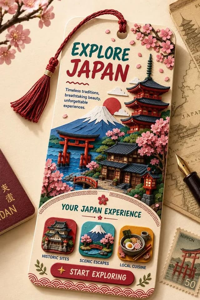 GPT Image Prompt - Create a premium vertical 2:3 collectible travel bookmark fe