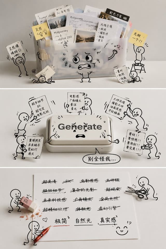 GPT Image Prompt - 生成一张真实产品摄影与手绘涂鸦结合的创意图片,竖版 4:5,干净浅灰背景,一个真实质感的半透明文件夹或桌面文件收纳盒放在