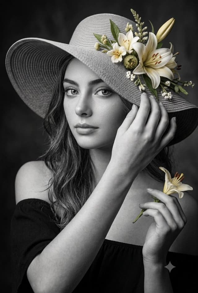 Nano Banana Prompt - A stunning, high-resolution portrait of a young woman with a