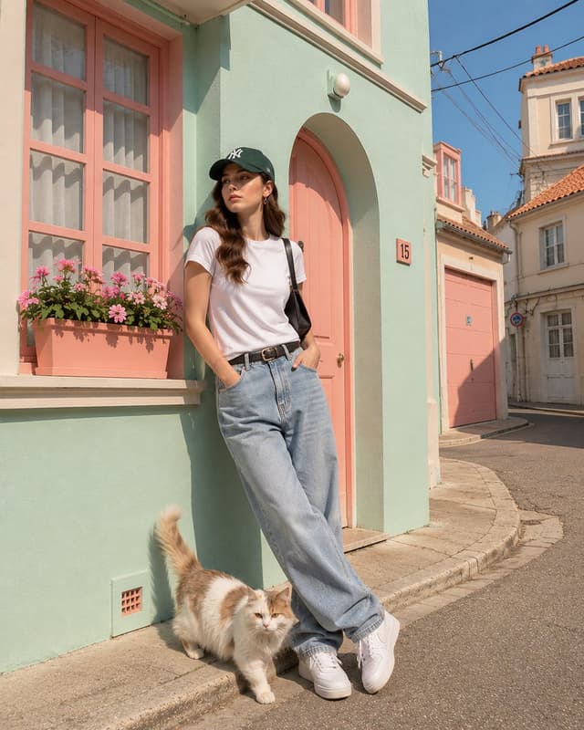 GPT Image Prompt - A playful pastel editorial street photograph of [HUMAN] wear