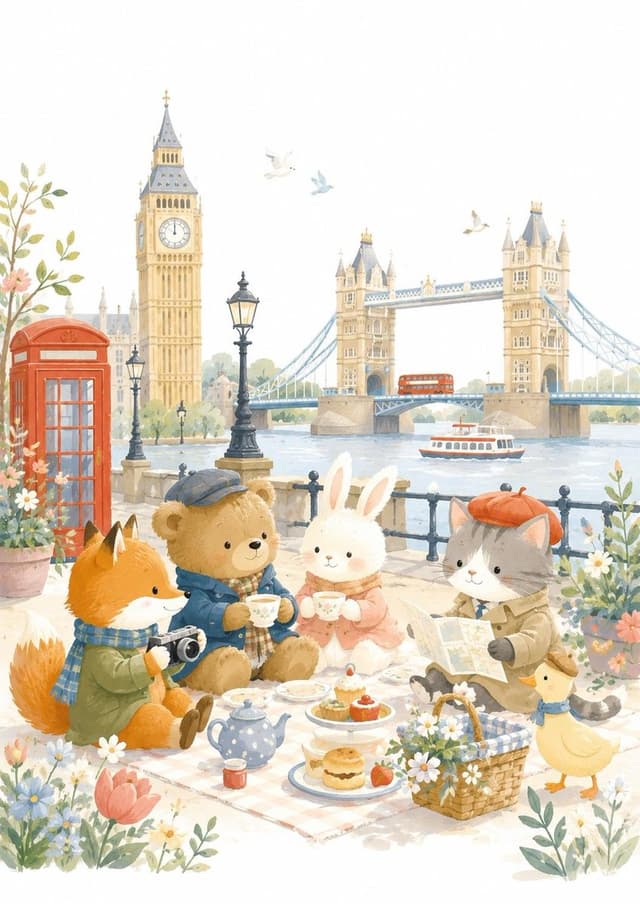 GPT Image Prompt - Create an adorable children's storybook travel illustration