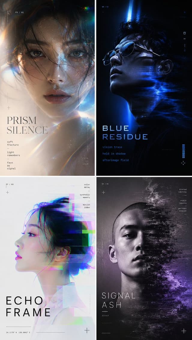 GPT Image Prompt - Create a 9:16 high-end experimental editorial portrait poste