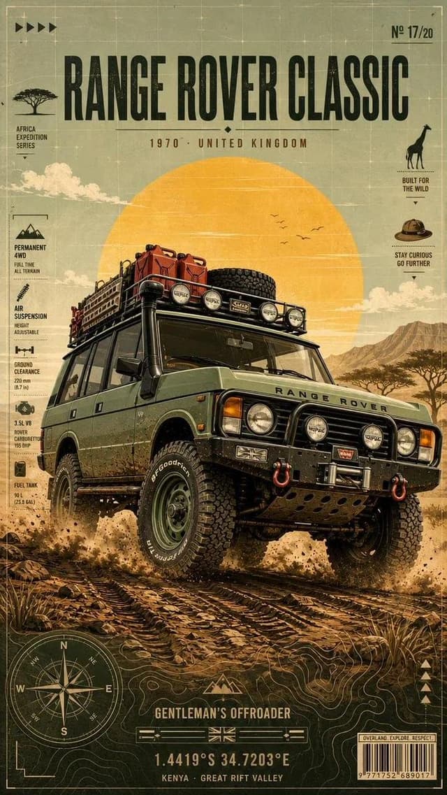 GPT Image Prompt - Ultra-detailed vintage overland expedition poster featuring