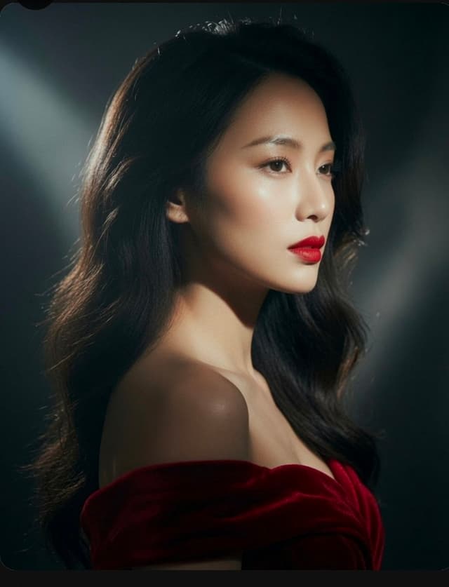 Grok Imagine Prompt - A cinematic, high-fashion portrait of a stunning East Asian