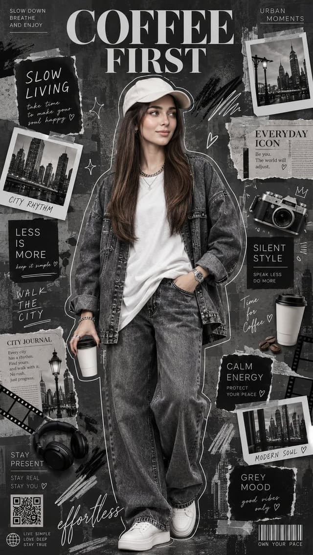 GPT Image Prompt - Design a mixed-media editorial fashion collage with the them