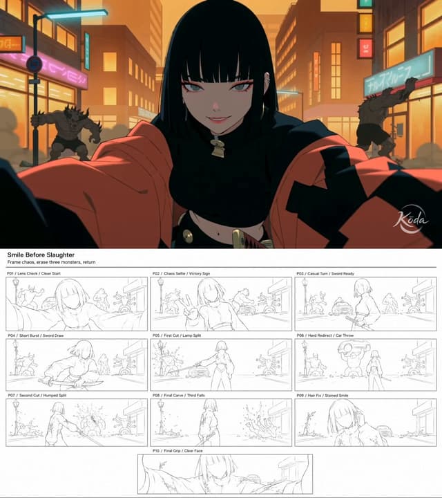 Seedance Prompt - Create a 16:9 monochrome storyboard line-sketch sheet for a