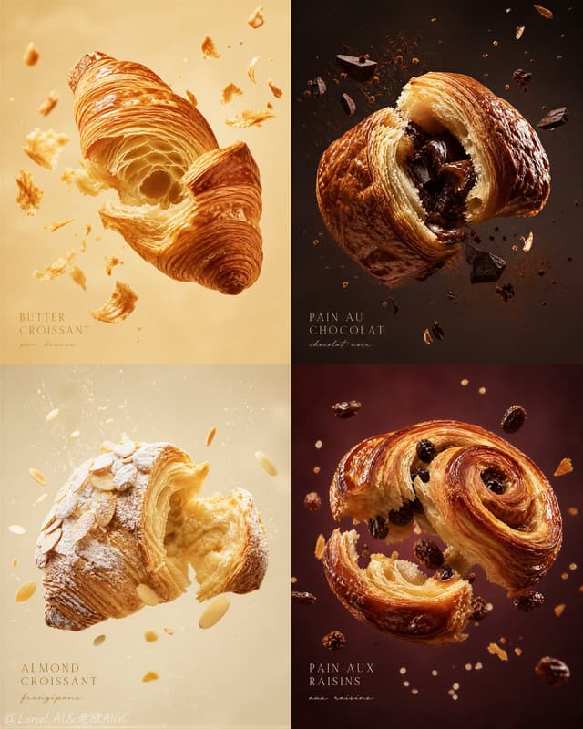 GPT Image Prompt - Create an ultra-premium vertical 4-panel viennoiserie campai