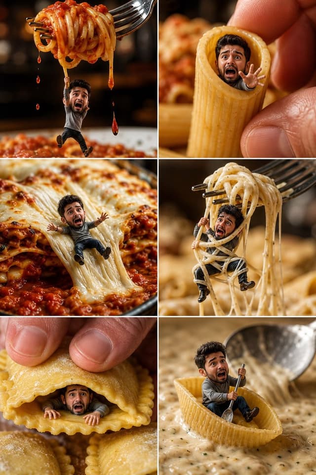 GPT Image Prompt - Ultra-realistic cinematic 6-panel collage (2 columns × 3 row