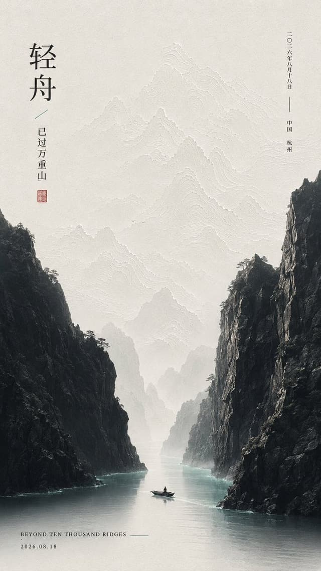 GPT Image Prompt - 生成一张 9:16 竖版东方留白艺术海报，把【原诗句】的意境重新转化为画面。

使用温润象牙白手工艺术纸背景，保留纸纤维