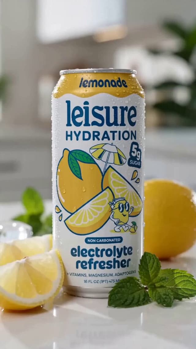 Seedance Prompt - 15-second bright commercial for Leisure Hydration Lemonade E