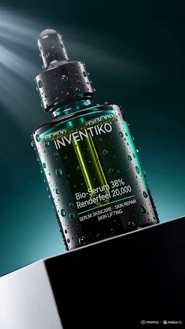 MiniMax Prompt - Cinematic luxury skincare product commercial, vertical 9:16,