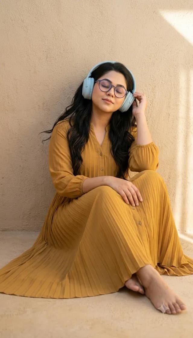 Nano Banana Prompt - A full-body, professional photograph of a young South Asian 