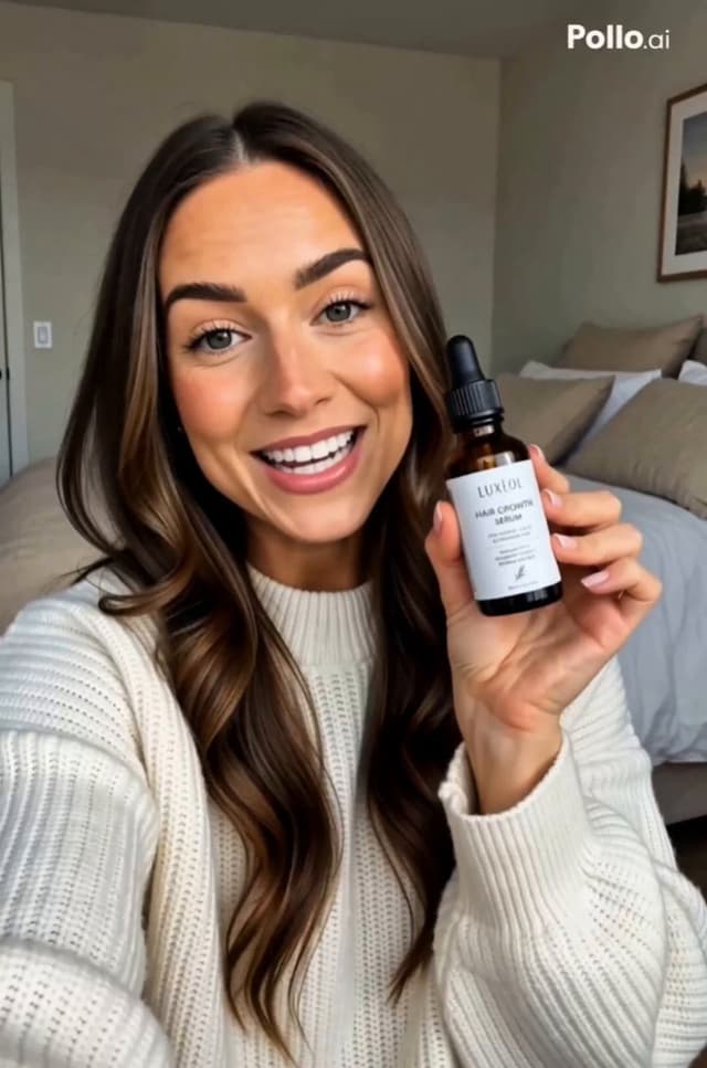 MiniMax Prompt - Create a 15-second authentic UGC-style hair growth serum ad 