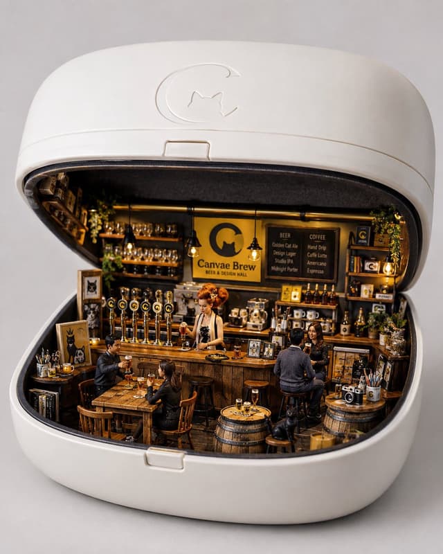 Grok Imagine Prompt - あなたは世界最高峰のミニチュアアーティスト、空間デザイナー、ドールハウス作家、ビアホールデザイナーです。送付されたXプロ