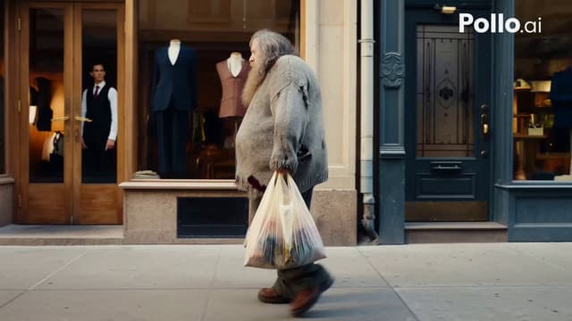 MiniMax Prompt - A large overweight homeless man with messy long hair, tangle