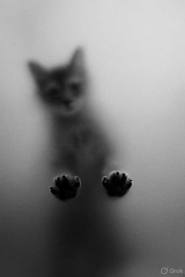 Grok Imagine Prompt - A black and white photograph shows the blurred silhouette of