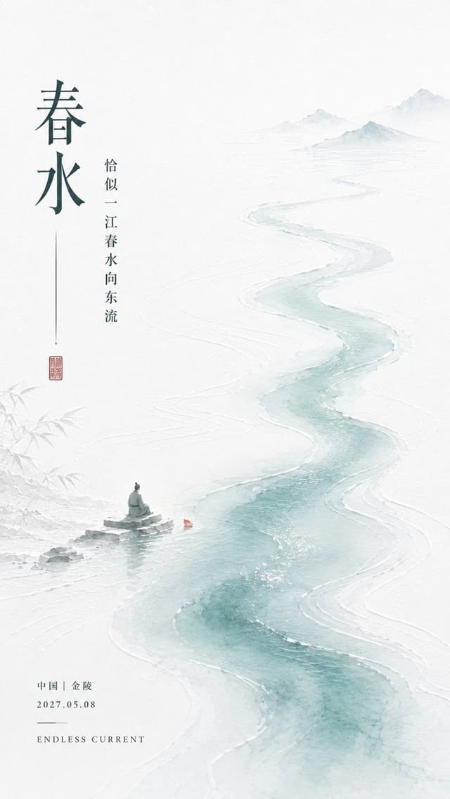 GPT Image Prompt - 生成一张 9:16 竖版东方诗意留白艺术海报，将【诗词原句】里的【核心情绪】转化为一种可见的【情绪动作】。

使用纯白或