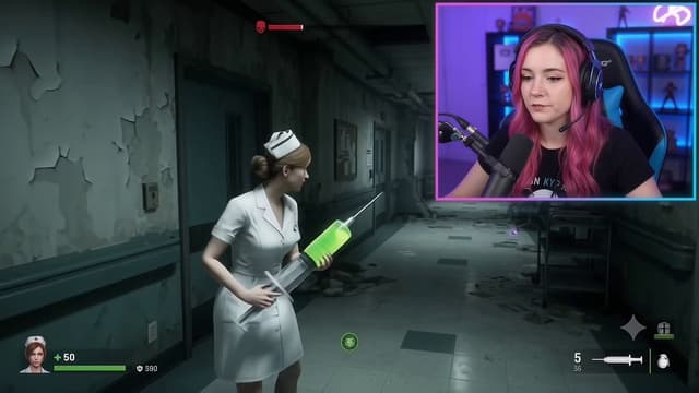Gemini Omni Prompt - A female streamer commenting and playing a game where the ma