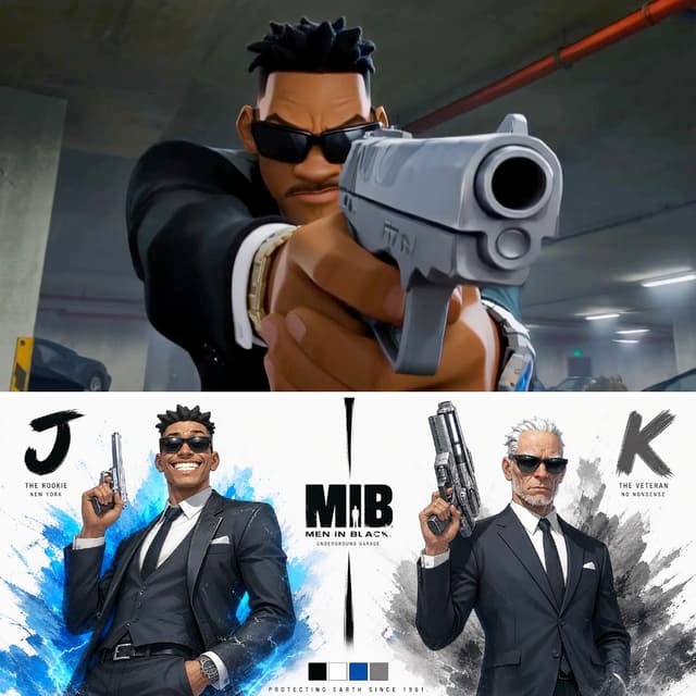 Seedance Prompt - Create a premium cinematic VS character bible sheet for J vs