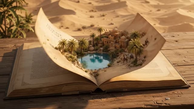 Gemini Omni Prompt - A realistic animation of the miniature desert oasis scene em