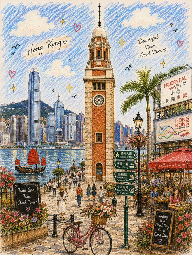 GPT Image Prompt - Create a charming hand-drawn illustrated travel scene featur