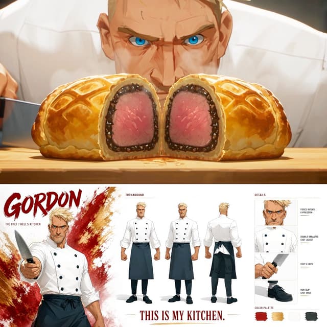 Seedance Prompt - Create a premium cinematic character bible sheet for GORDON.