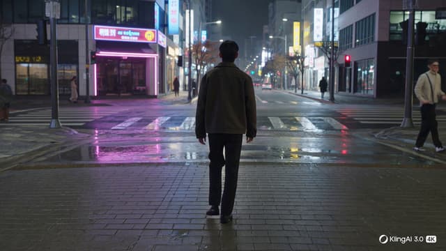Kling Prompt - Create a 15-second cinematic film sequence of a young man wa