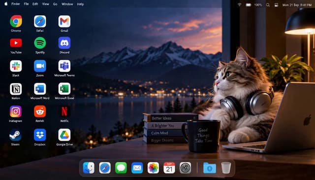 MiniMax Prompt - Create a premium 16:9 macOS desktop environment using the up