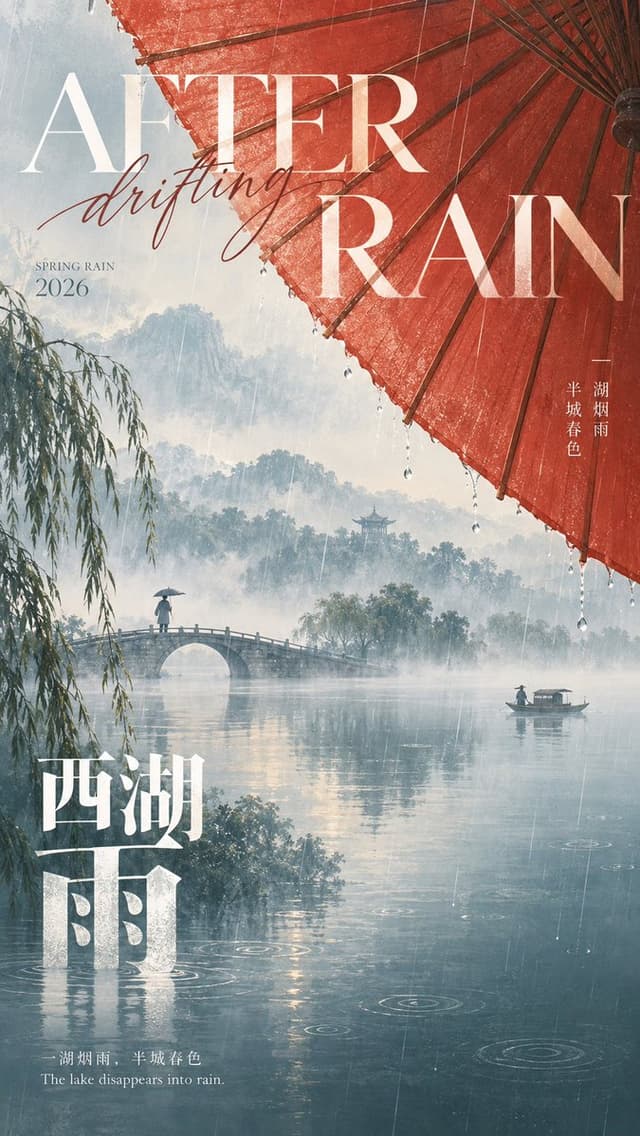 GPT Image Prompt - 【主题】:{填写,例如:西湖雨 / 白露 / 春茶 / 元宵}
【英文主标题】:{填写}
【中文主标题】:{填写}
【副