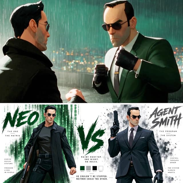 Seedance Prompt - Create a premium cinematic VS character bible sheet for NEO 